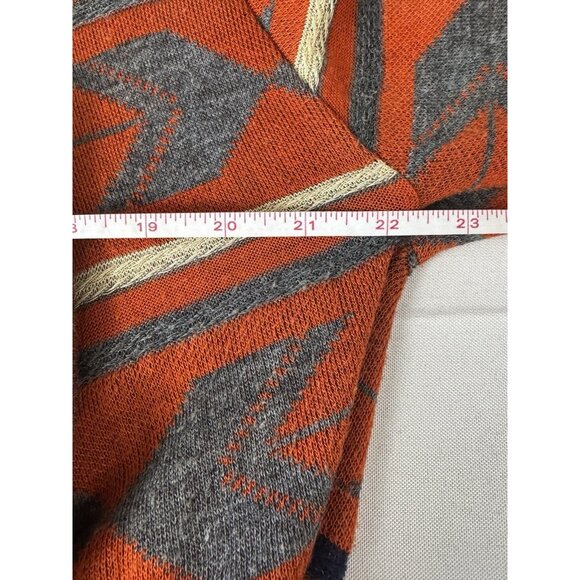 Say What Aztec Southwestern Fringe Cardigan L Boho Western Burnt Orange USA Fall - Picture 5 of 6